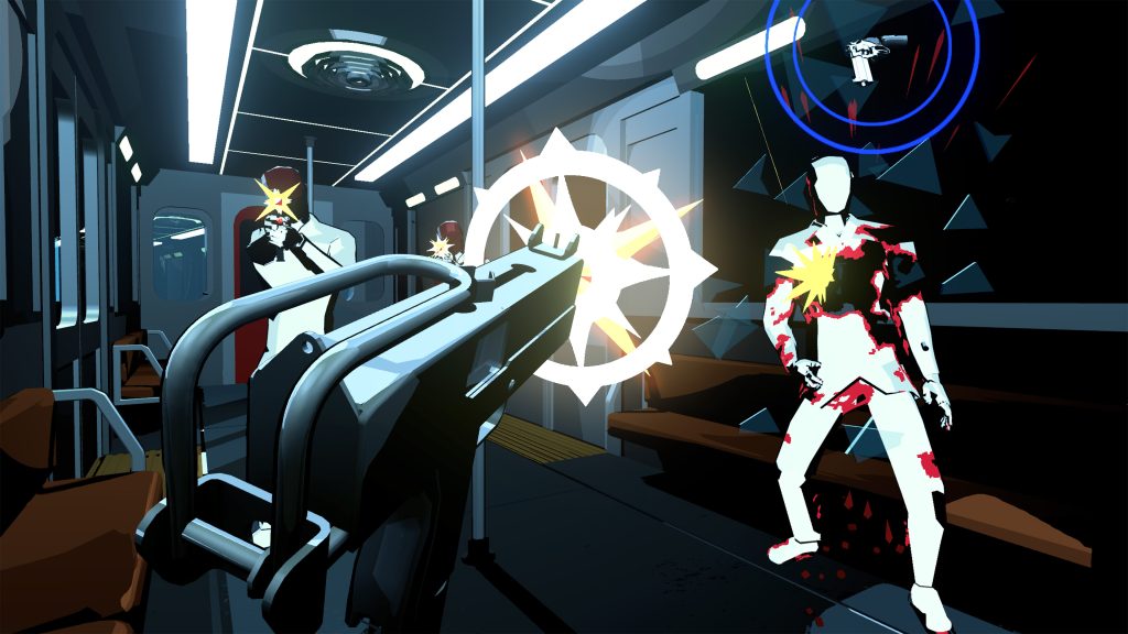 An image from Vendetta Forever of the player killing enemies on a train. 