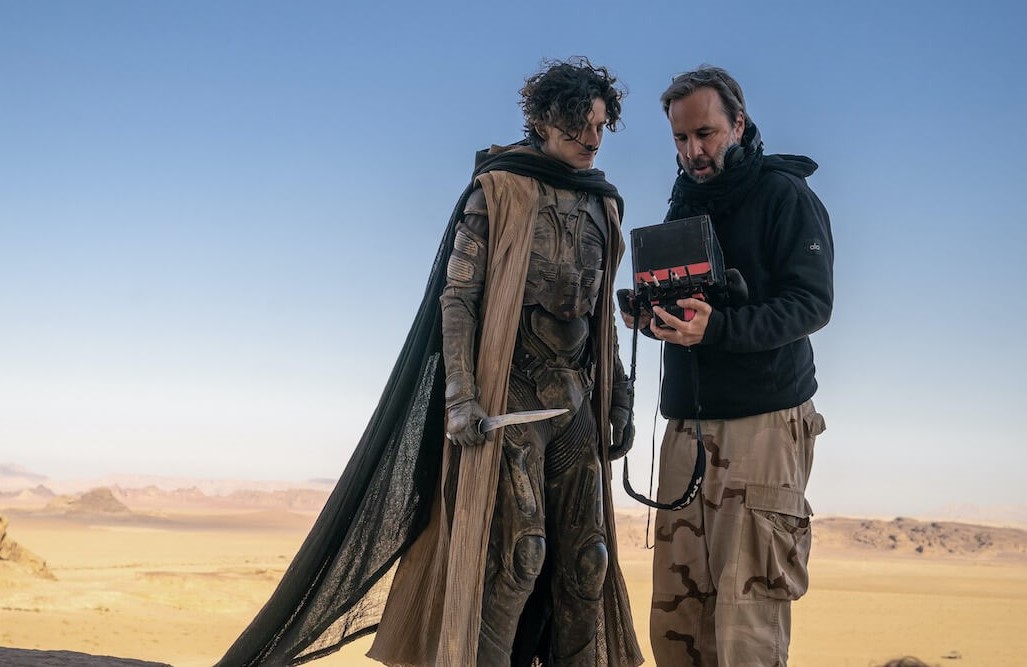 Denis Villeneuve and Timothée Chalamet on Dune: Part Two's set (Credits: Warner Bros. Pictures)