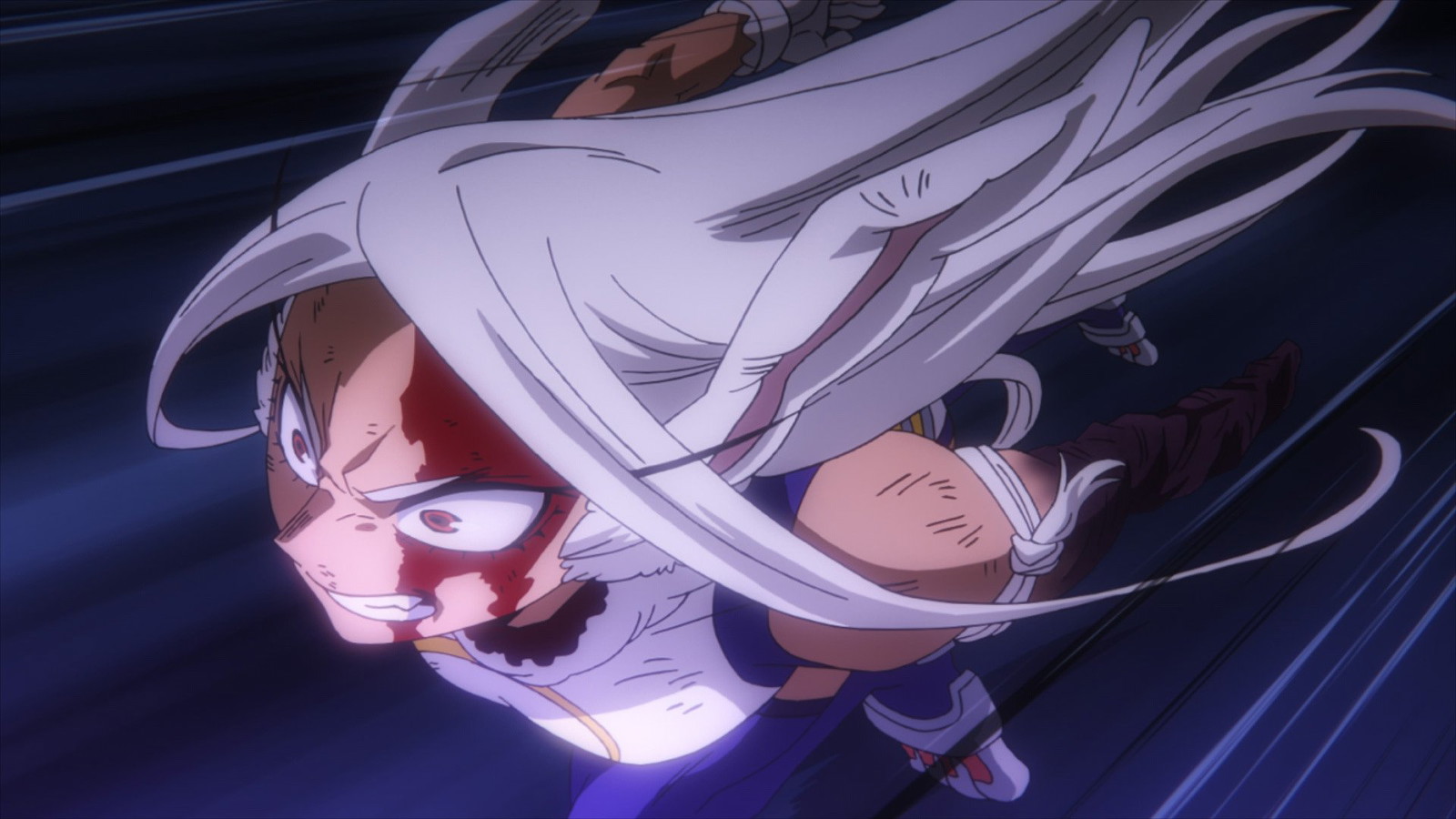 Mirko has blood on her face and can be seen running in My Hero Academia