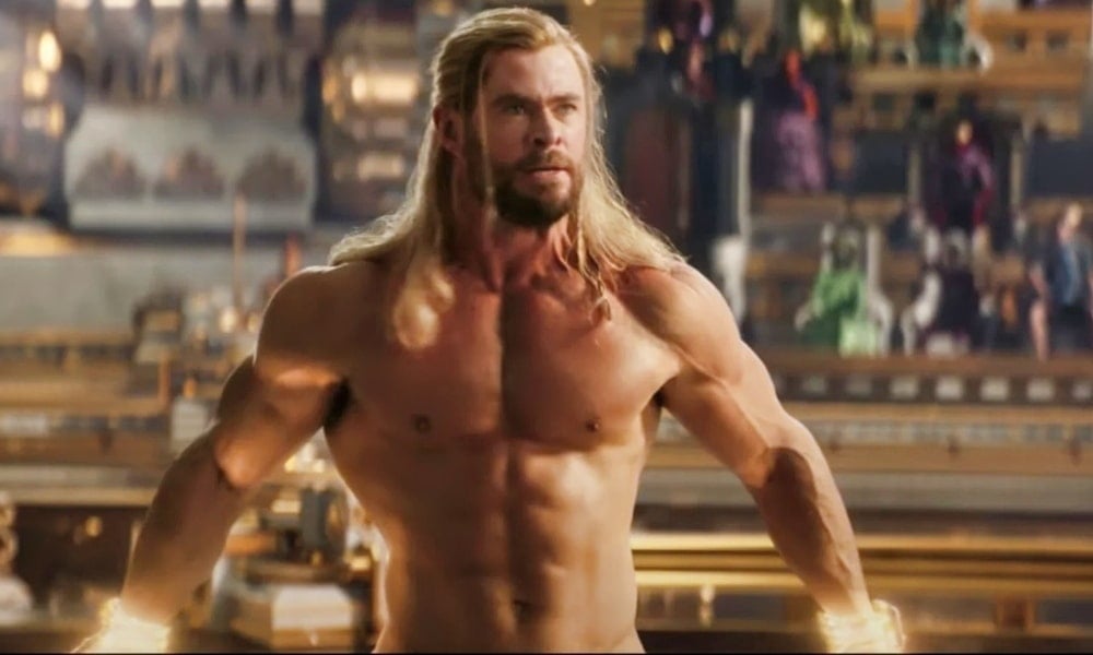 Chris Hemsworth goes uncensored in Thor: Love and Thunder.