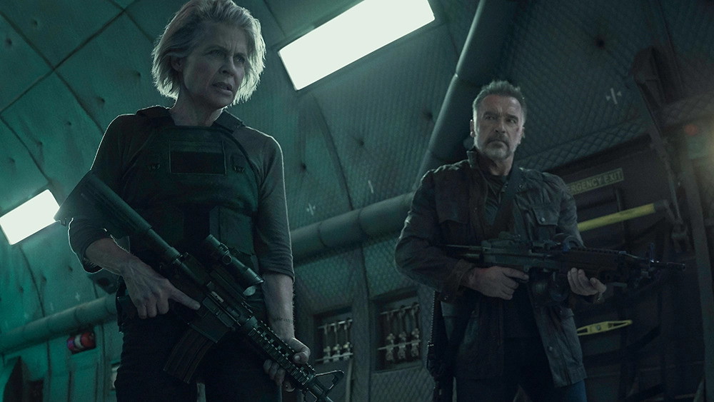 Linda Hamilton and Arnold Schwarzenegger in Terminator: Dark Fate.