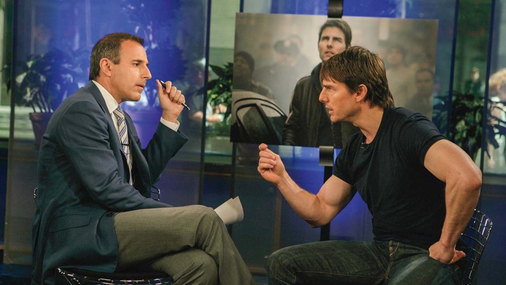 Matt Lauer and Tom Cruise in their infamous 2005 Today interview.