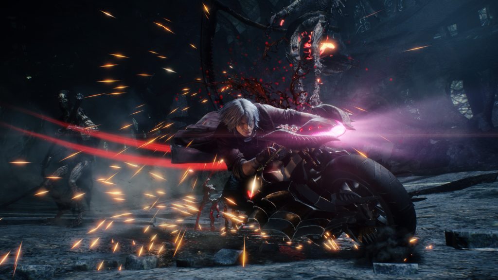 A still from Devil May Cry 5, featuring Dante.