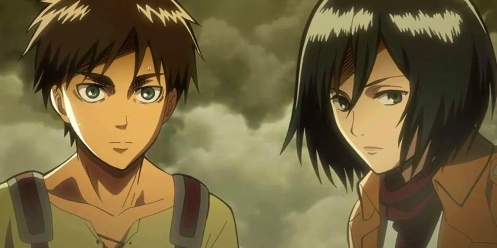 Eren and Mikasa in Attack on Titan 