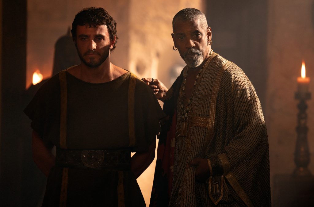 Paul Mescal and Denzel Washington in Gladiator II