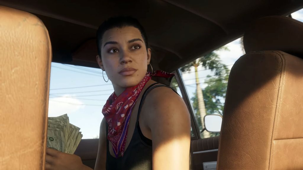 A screenshot from GTA 6 trailer featuring female protagonist Lucia.