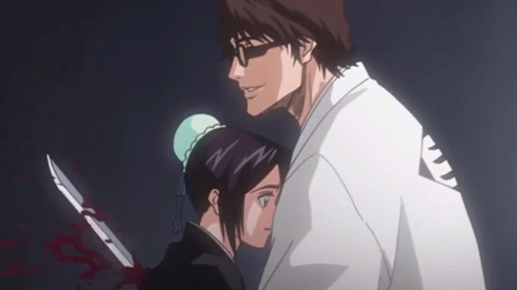 aizen stabs hinamori in bleach anime