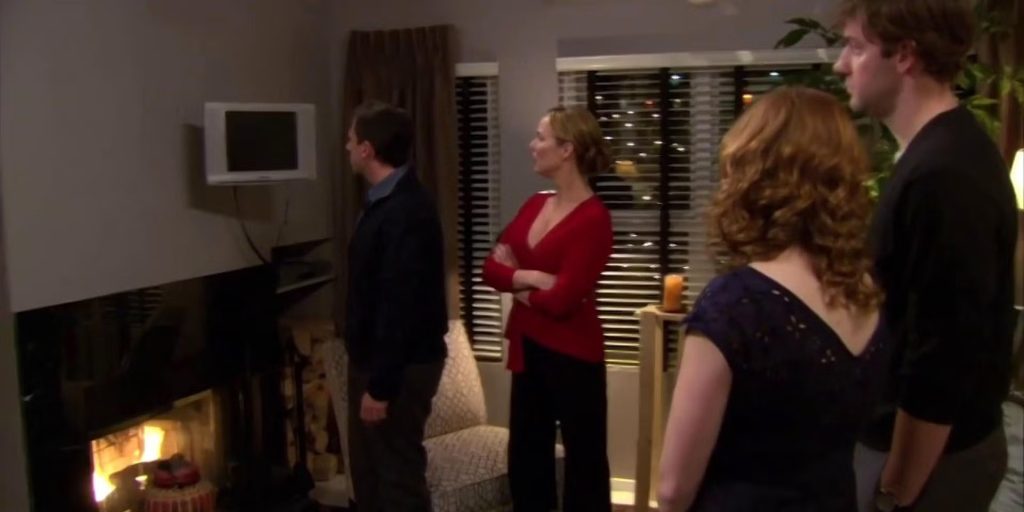 Steve Carell, Melora Hardin, Jenna Fischer, and John Krasinski in Dinner Party - The Office