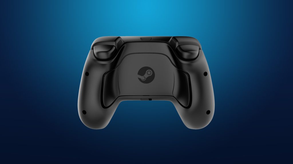 A shot of Steam Controller's back, featuring the rear paddles.