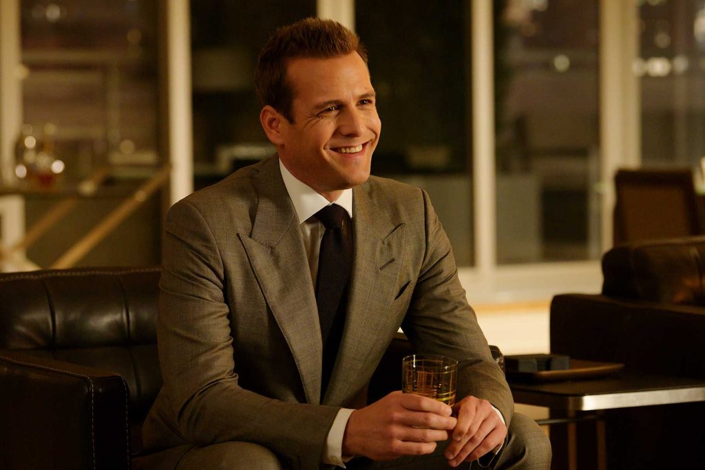 Suits feat. Gabriel Macht as Harvey Specter.