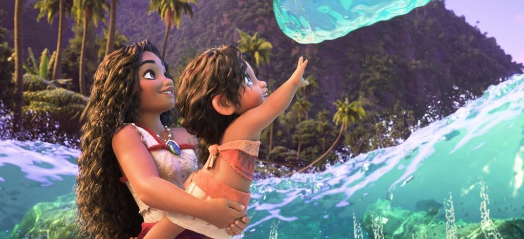 Behind-the-scenes photos from the live-action Moana film show Dwayne Johnson as Maui and Catherine Laga’aia as Moana.