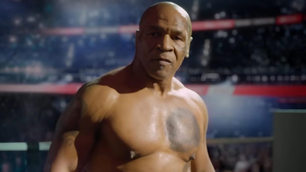 Mike Tyson in a still from his highly anticipated fight with Jake Paul. 