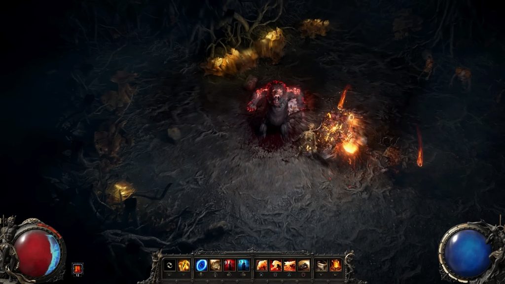 Path of Exile 2 gameplay screenshot showcasing the game's Druid class in action.