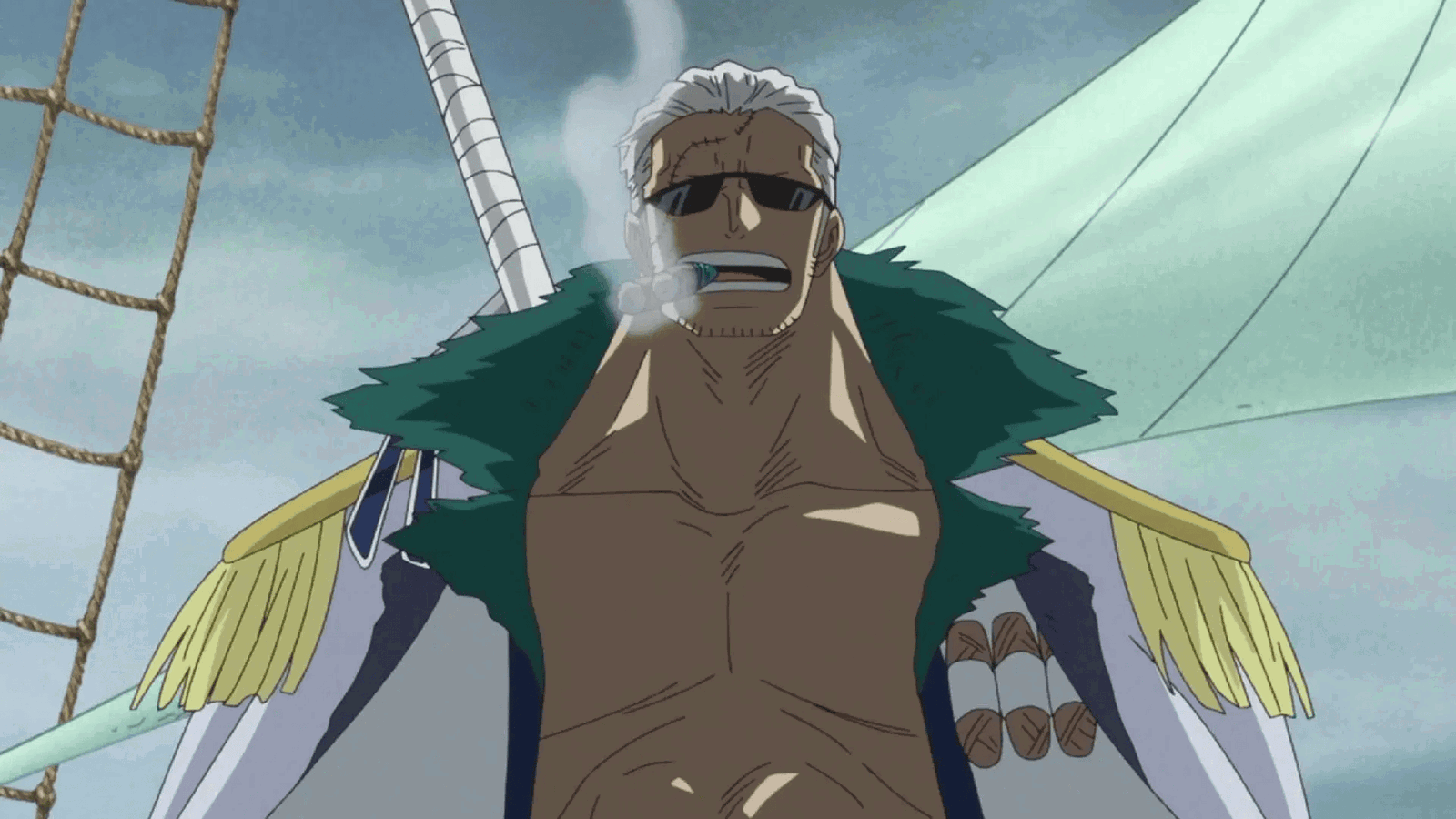 Smoker's changed appearance in Punk Hazard in One Piece. 