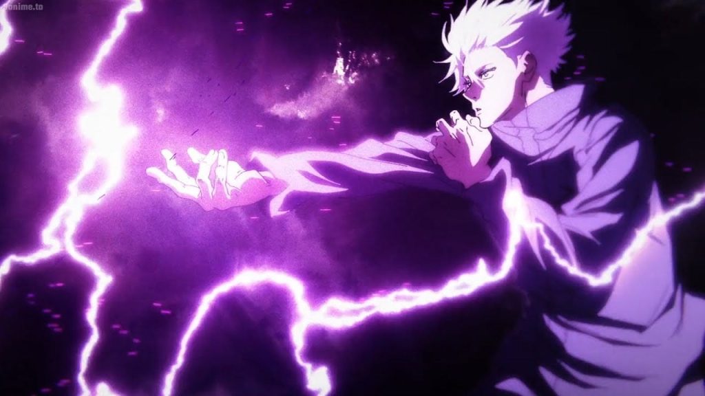 Satoru Gojo uses Hollow Purple in Jujutsu Kaisen.