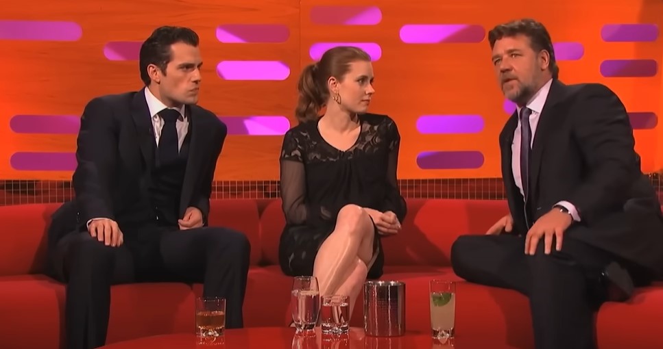 Henry Cavill, Amy Adams, and Russell Crowe 