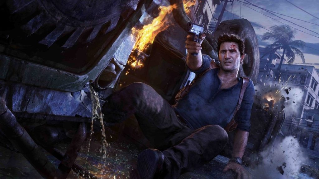 Screenshot from Uncharted 4: A Thief's End featuring protagonist Nathan Drake.