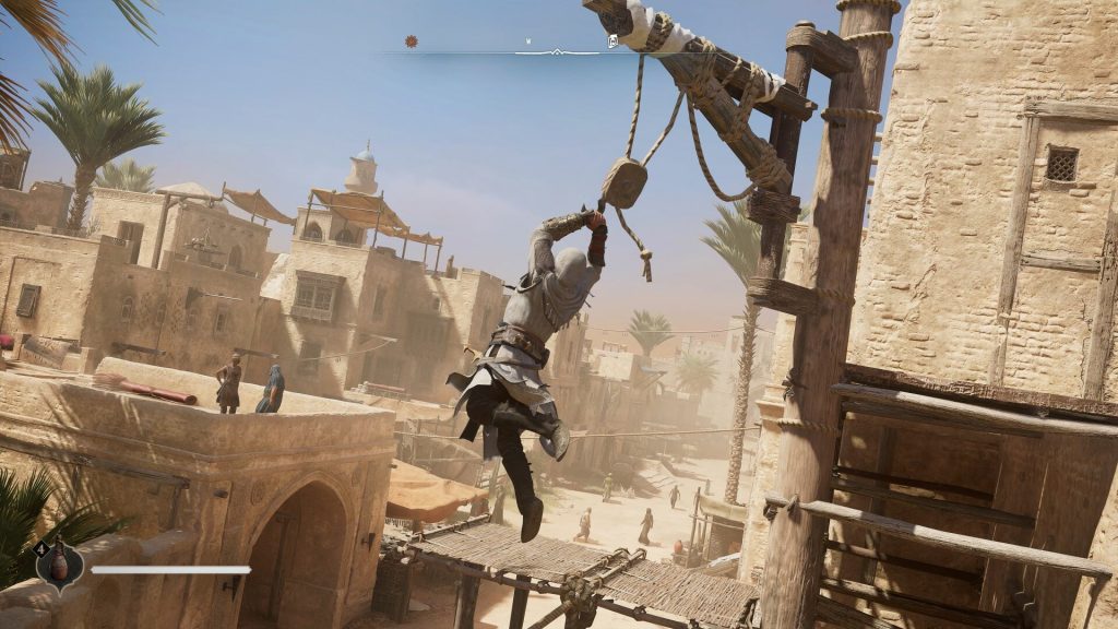 the image shows a player parkouring in Assassin's Creed Mirage