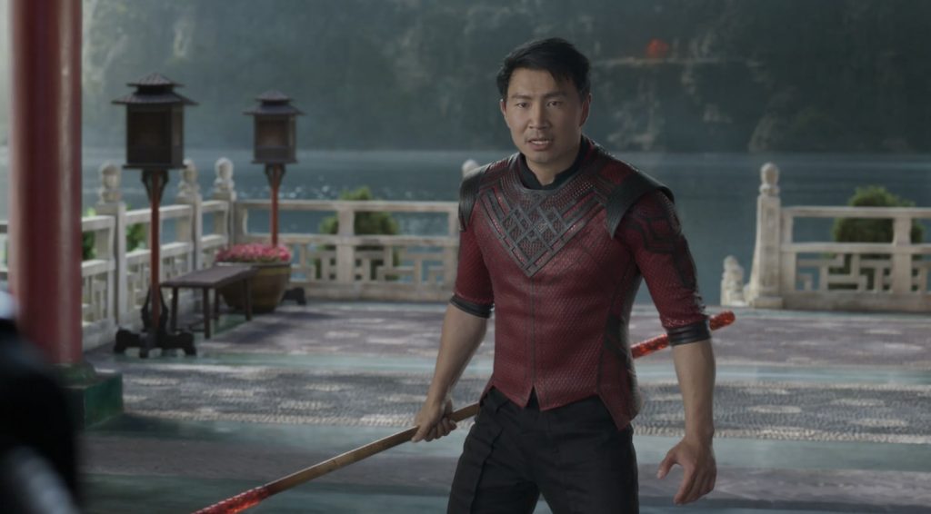 Simu Liu Just Turned Jackie Chan Into Marvel’s Most Wanted With One Move 1 Simu Liu, and Awkwafina in Shang-Chi and the Legend of the Ten Rings with a serious look on his face