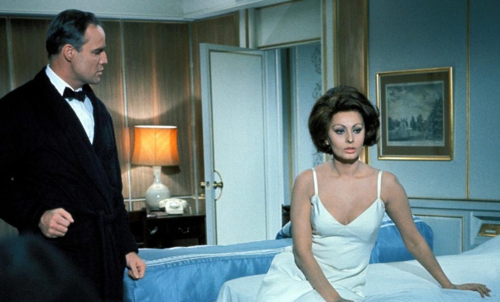 Marlon Brando and Sophia Loren in a still from A Countess from Hong Kong (1967)