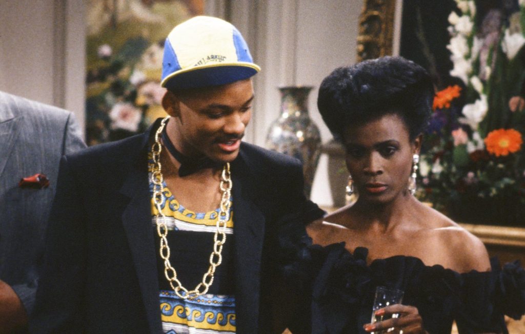 Janet Hubert and Will Smith on the sets of The Fresh Prince of Bel-Air (1990-1996)