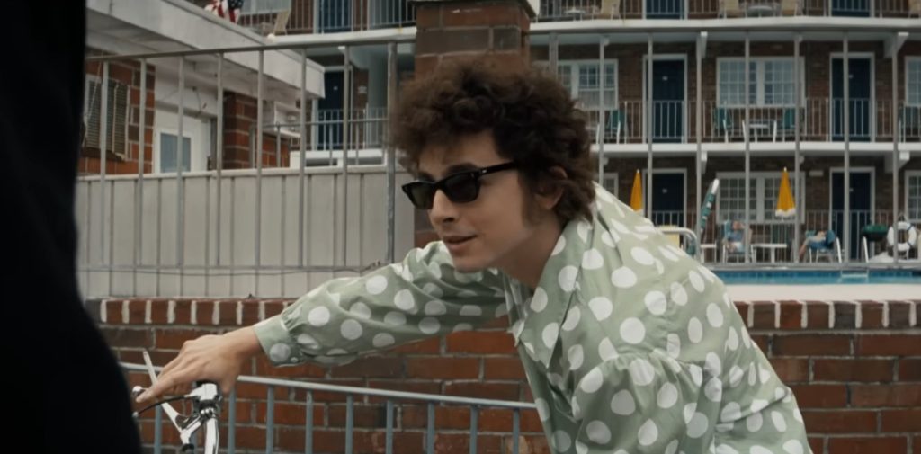 Timothée Chalamet as Bob Dylan in A Complete Unknown (2024)