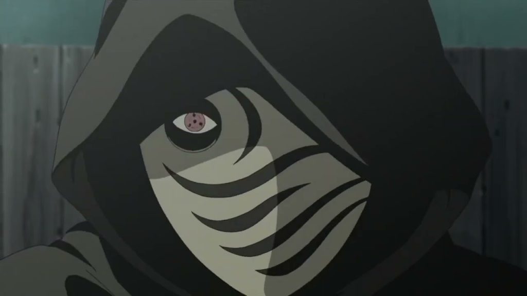 Obito's mask during the Nine-Tailed Demon Fox's Attack in Naruto.