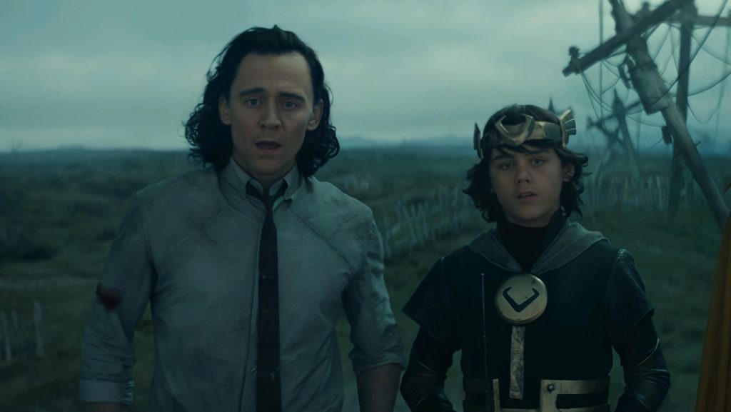 Tom Hiddleston and Jack Veal in a still from Loki season 1