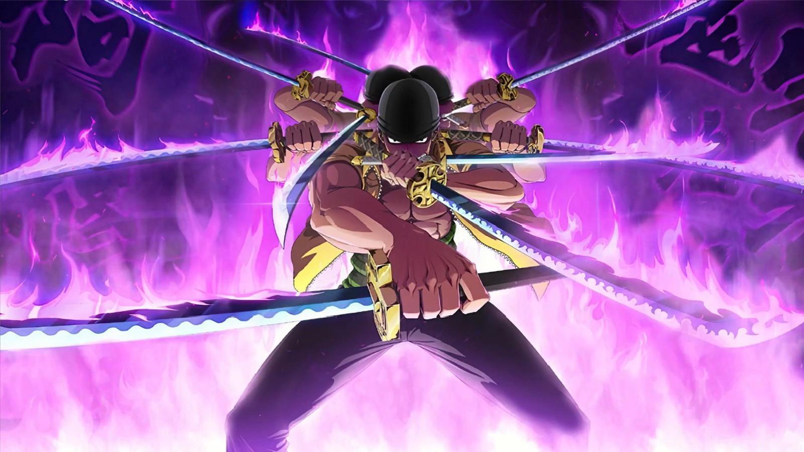 The three sword style in the anime. 