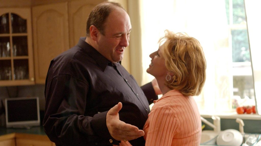 James Gandolfini and Edie Falco in The Sopranos | Credits: HBO