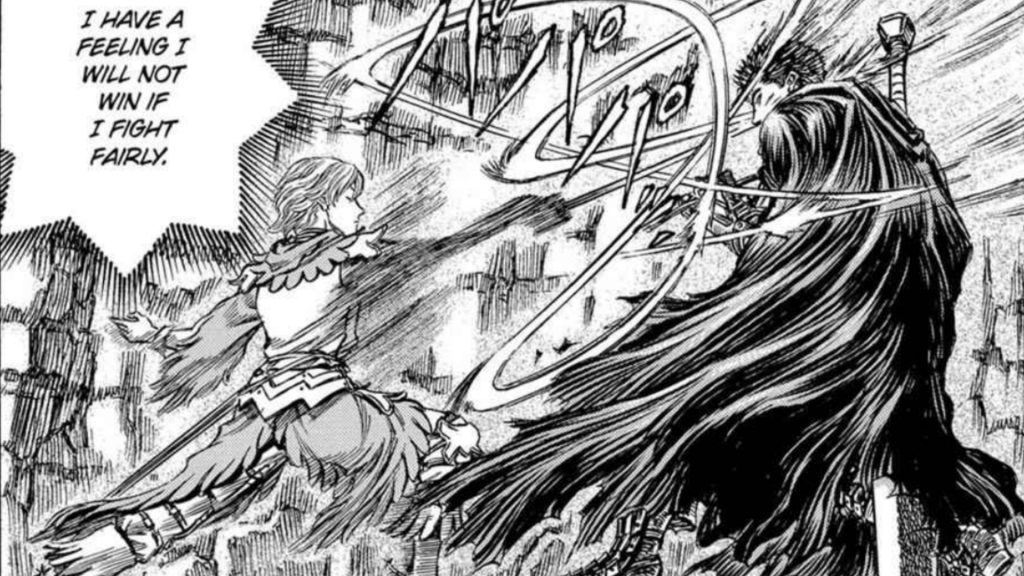 Serpico and Guts fight in Berserk manga