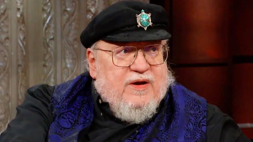 George R.R. Martin during his appearance on The Late Show with Stephen Colbert.