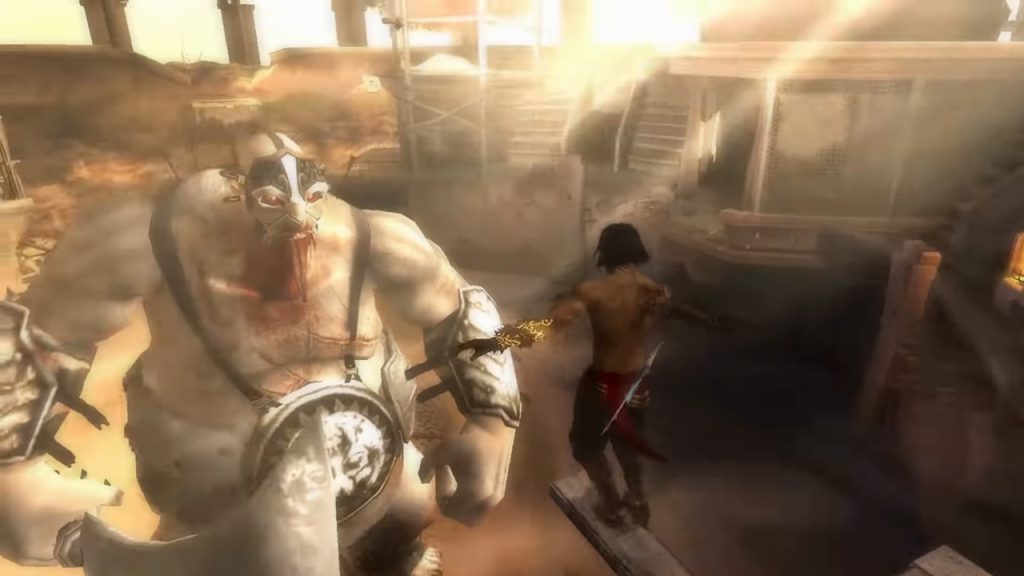 the image shows a player fighting a boss in prince of persia; the two thrones