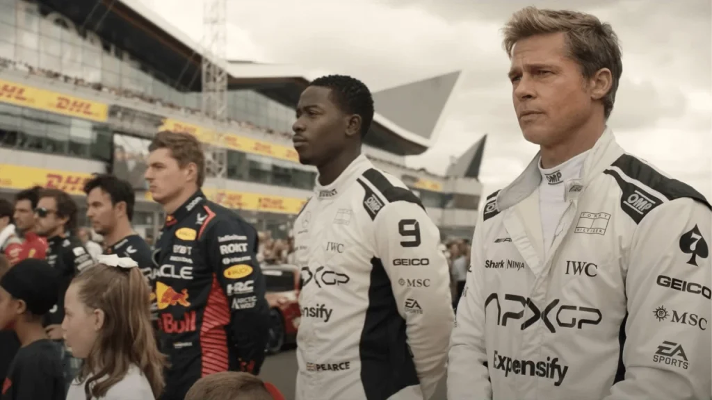 Damson Idris and Brad Pitt in a still from F1