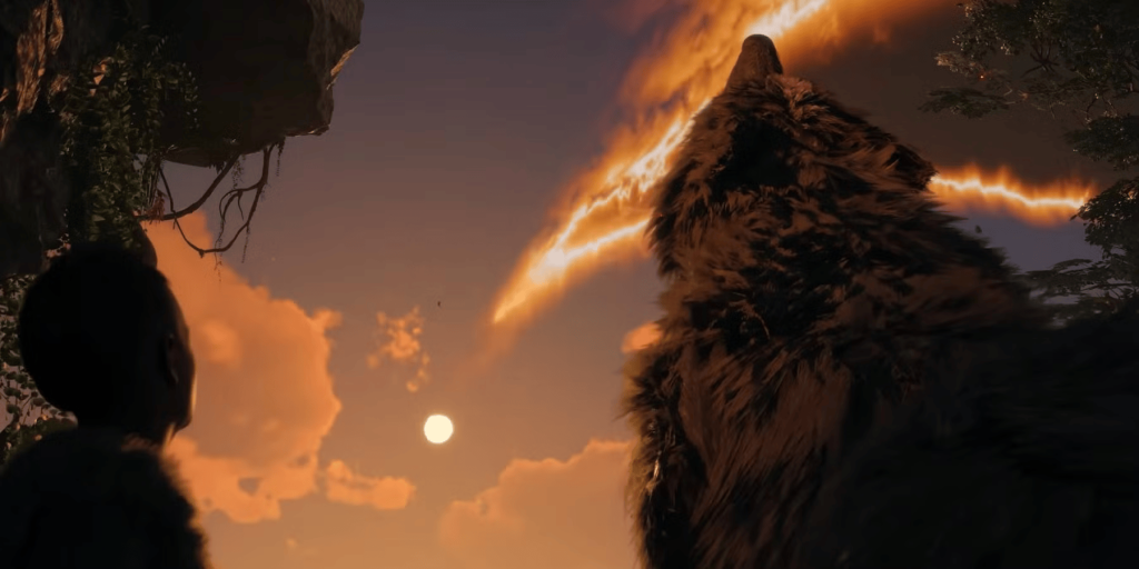 Skoll in God of War, chasing the sun.