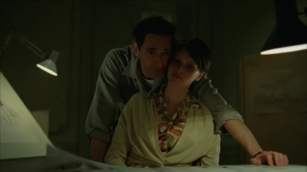 Adrien Brody, Felicity Jones in The Brutalist