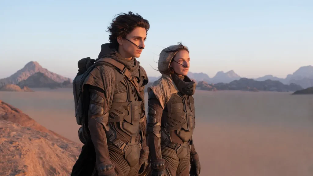 Timothée Chalamet and Rebecca Ferguson in a still from Dune: Part Two | Credits: Warner Bros. Pictures