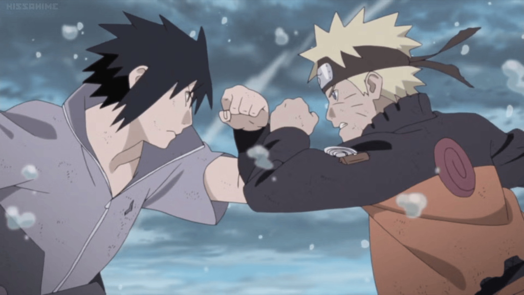 Naruto vs Sasuke in Naruto: Shippuden.