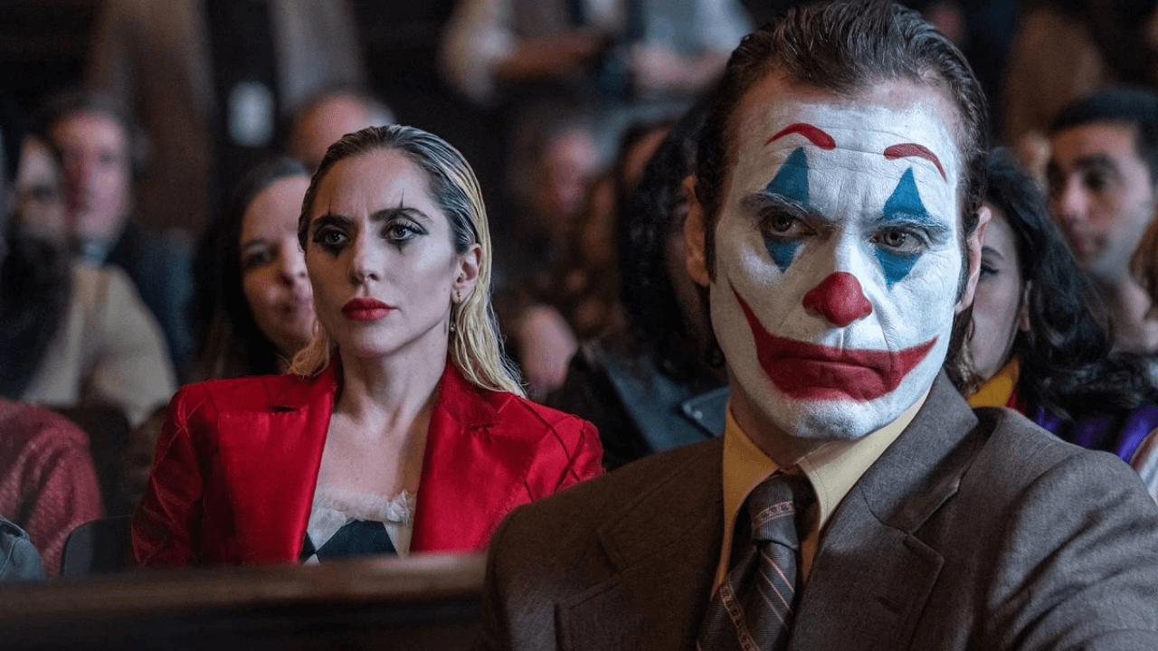 Joaquin Phoenix and Lady Gaga in a courtroom still from Joker: Folie à Deux | Credits: Warner Bros. Pictures