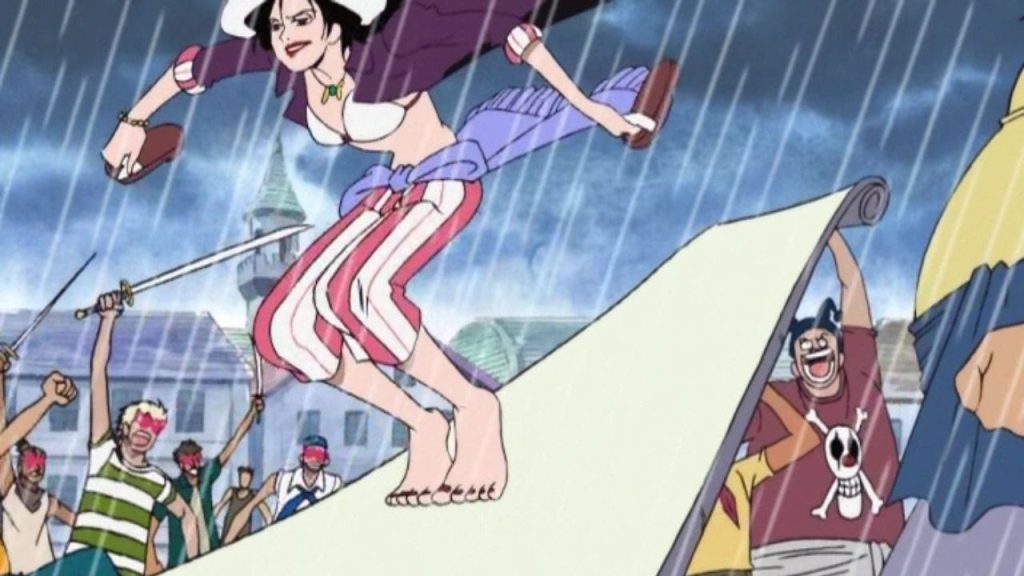 Alvida using the Slip Slip Devil Fruit in One Piece | Credits: Toei Animation