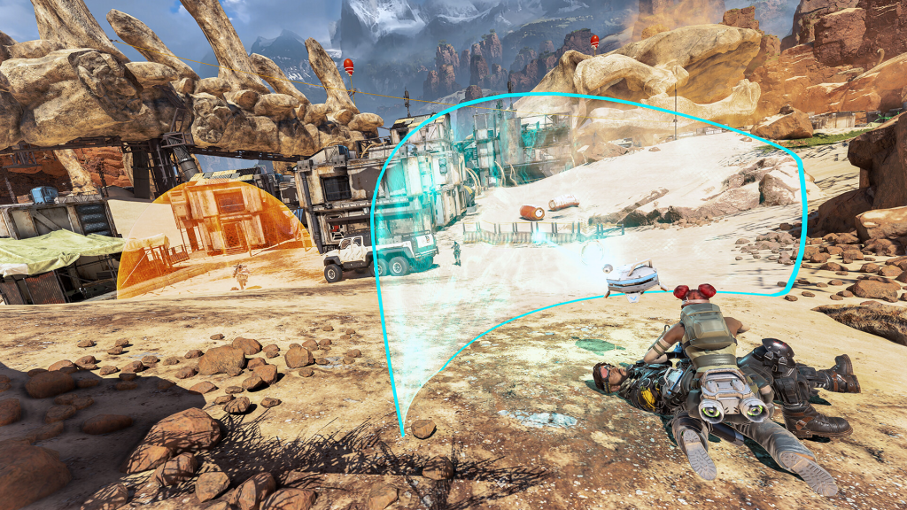 The image shows a player reviving in Apex Legends