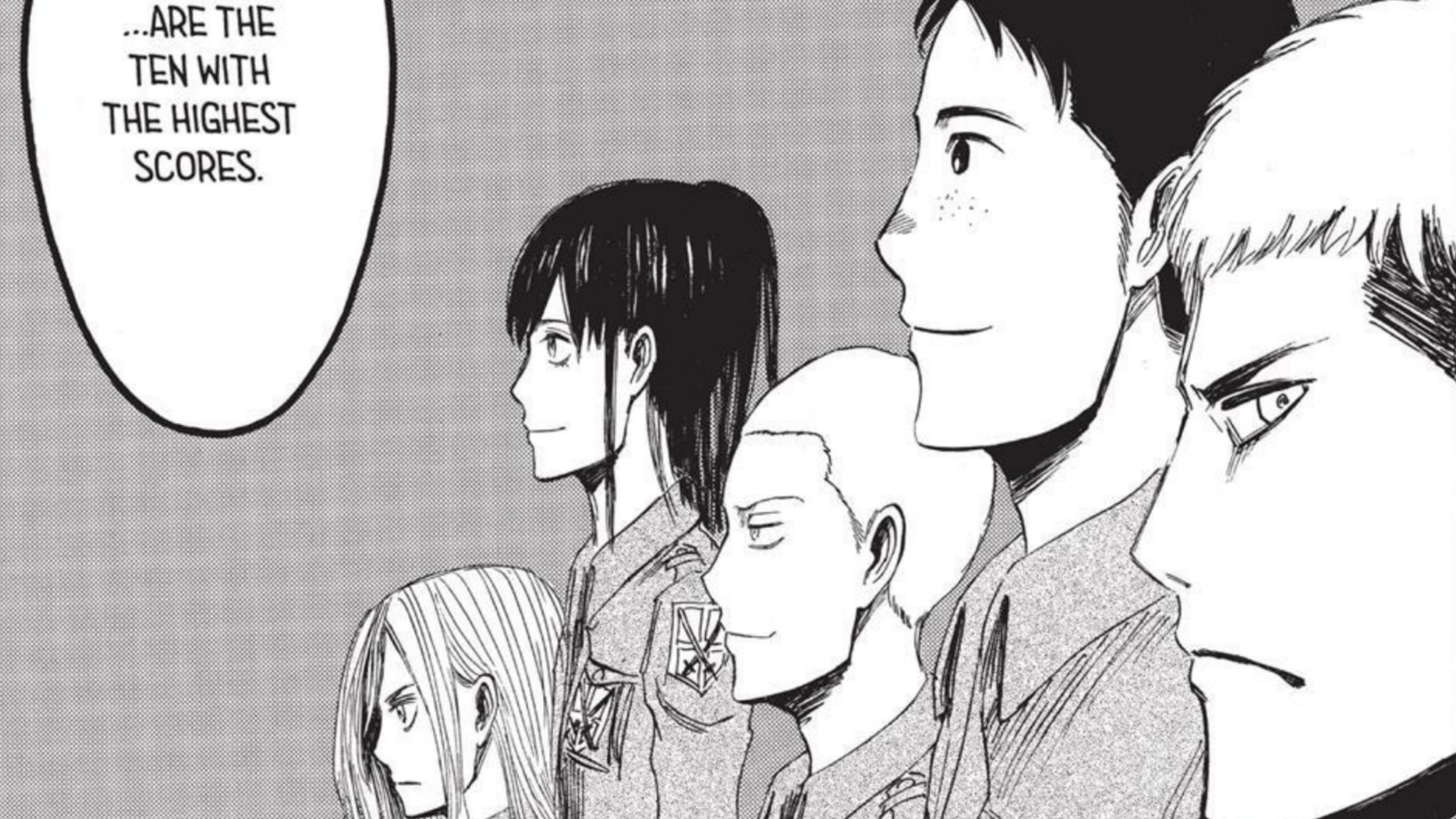 The members of Survey Corps can be seen standing in the picture from Hajime Isayama's Attack on Titan