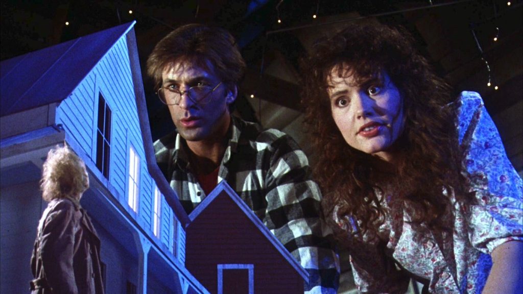 Michael Keaton, Alec Baldwin, and Geena Davis in a still from Beetlejuice