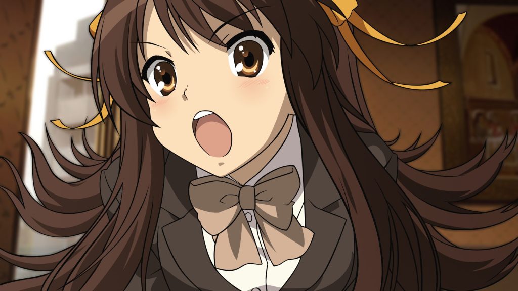 Haruhi Suzumiya, the energetic protagonist of the series.