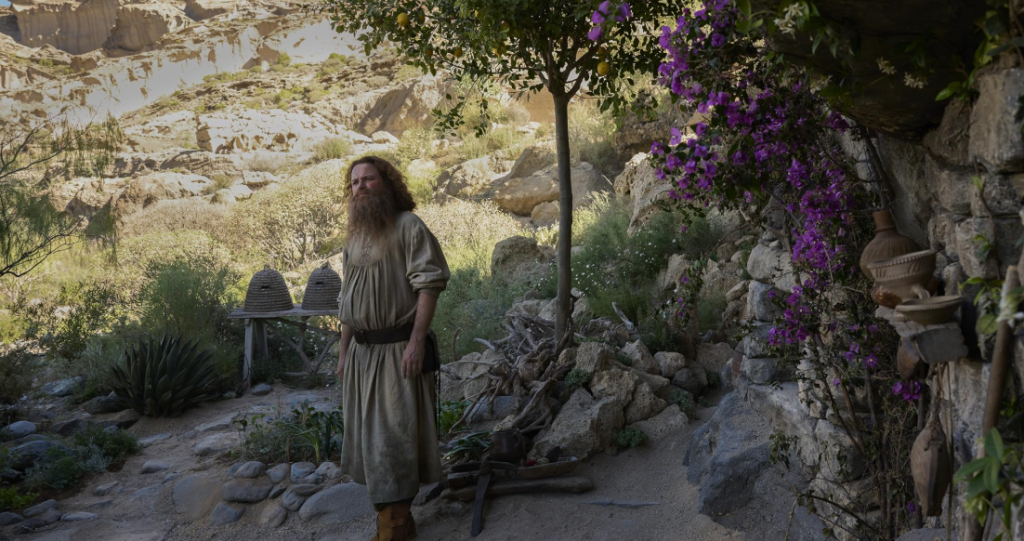 Rory Kinnear as Tom Bombadil on the set of The Rings of Power.