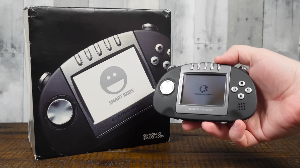 The Gizmondo console in a YouTube video.