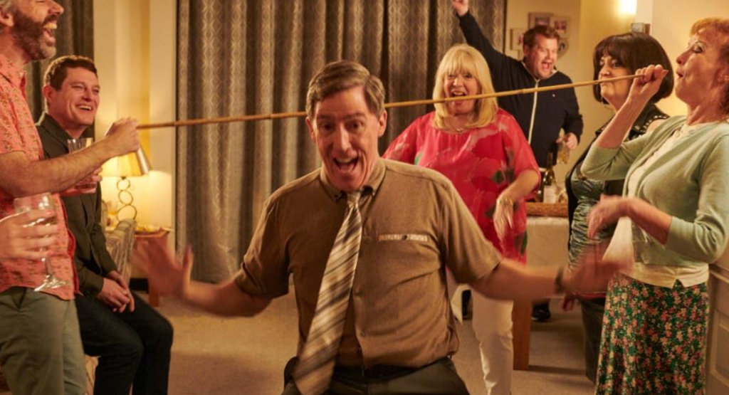 Rob Brydon, James Corden, Ruth Jones, Alison Steadman, Melanie Walters, Robert Wilfort, and Mathew Horne in Gavin & Stacey.