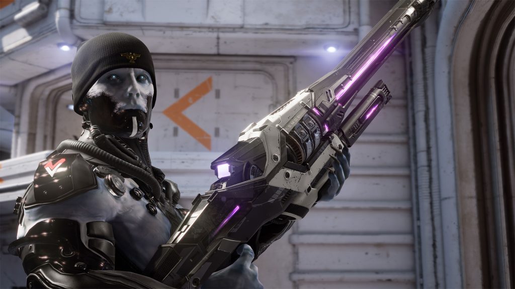 Close-up of a character from Epic Games' canceled Unreal Tournament (2014) game.