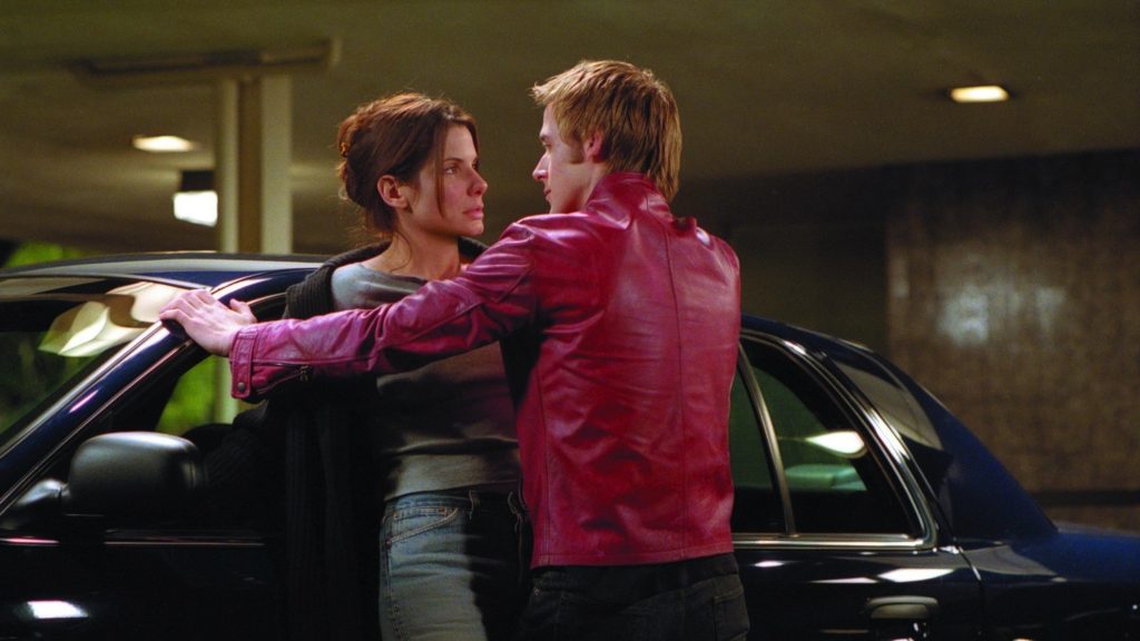 Cassie Mayweather (Sandra Bullock) is cornered by Richard (Ryan Gosling) in a still from the 2002 movie Murder by Numbers.