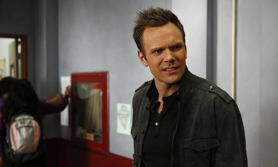 In this scene, Jeff Winger looks aggressive with a stern expression. 